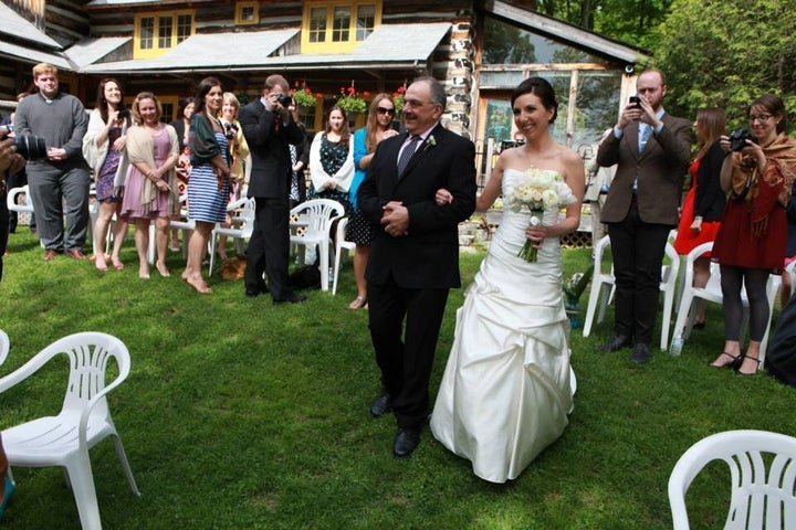 Natalie Stechyson's father (the OG!) walks her down the aisle at her wedding. Yes, she went with just the one. What do you think this is, "Mamma Mia"?