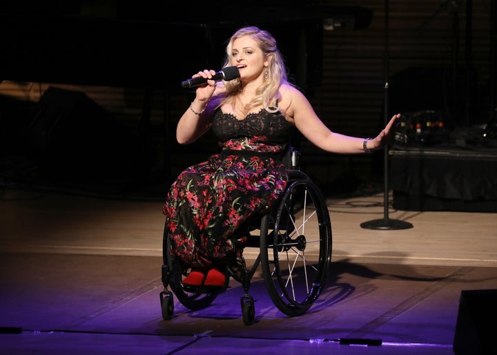 Ali Stroker performs onstage during “Broadway's Best Comes Together to Salute Chita Rivera at Touch the Sky” benefit in 2018.