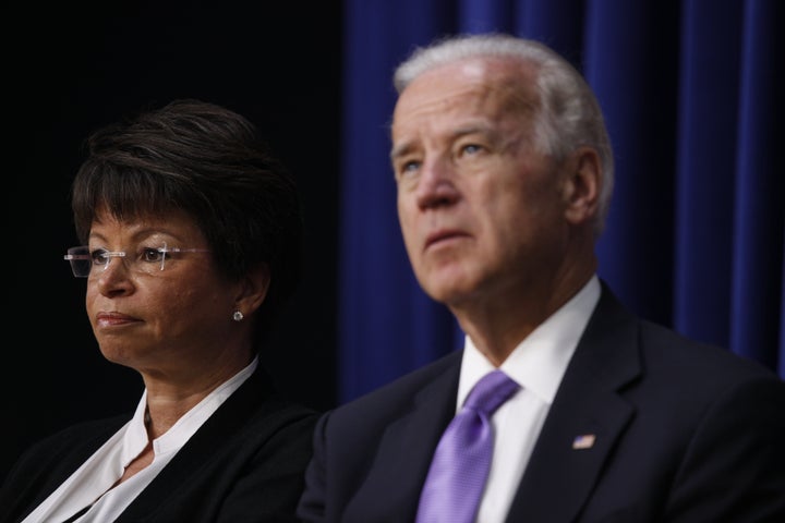 Vice President Joe Biden and senior adviser Valerie Jarrett at a July 2010 event in Washington on solutions for balancing work and family.