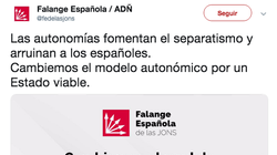 Burlas en Twitter hacia la Falange por confundir la bandera de Andalucía con la de