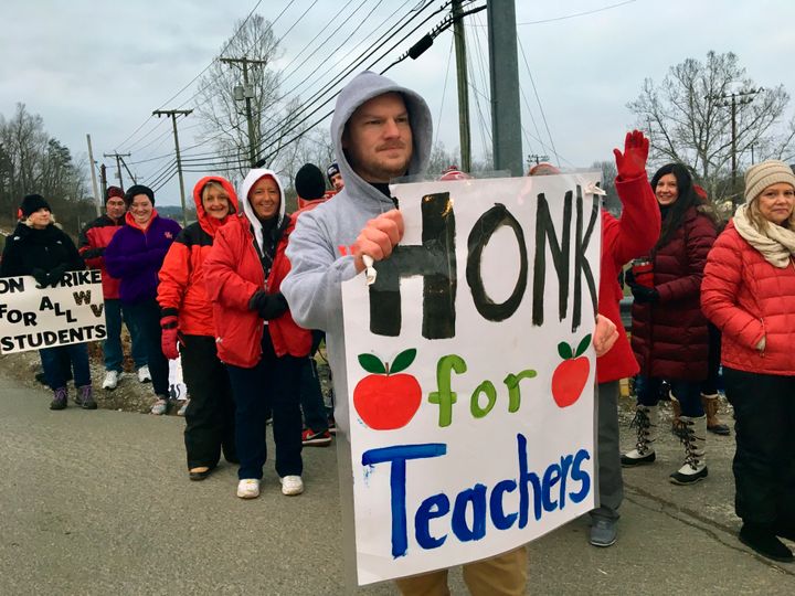 Striking teachers in West Virginia in February.