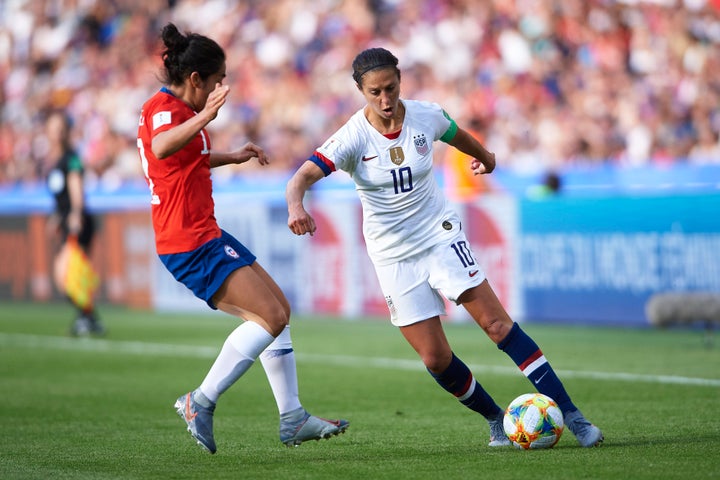 Carli Lloyd of USA in action during the 2019 FIFA Women's World Cup France group F match between USA and Chile at Parc des Princes on June 16, 2019 in Paris, France.