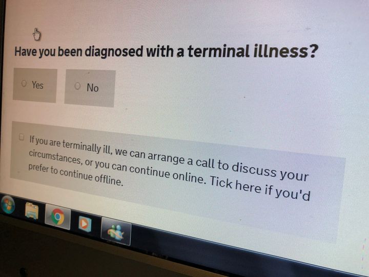 Universal Credit's online-only application system asks: 'Have you been diagnosed with a terminal illenss'