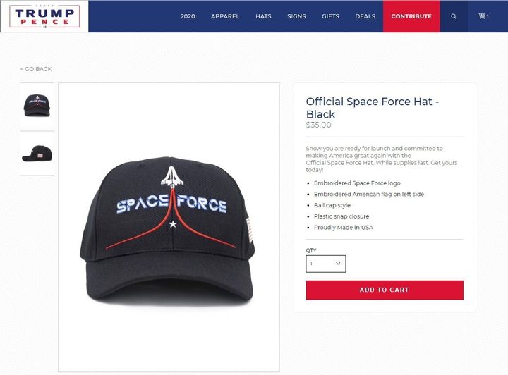 The Trump campaign began selling "Space Force" branded gear before the the Defense Department even formalized a plan to implement Trump's idea.
