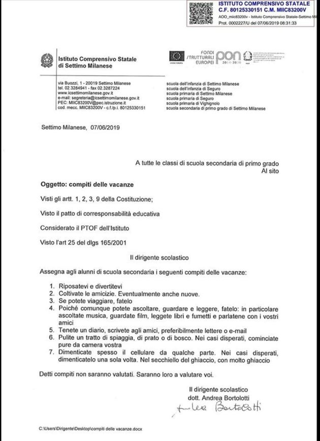 Riposatevi Divertitevi E Pulite Le Spiagge I Compiti Per Le Vacanze Speciali Di Un Preside L Huffpost