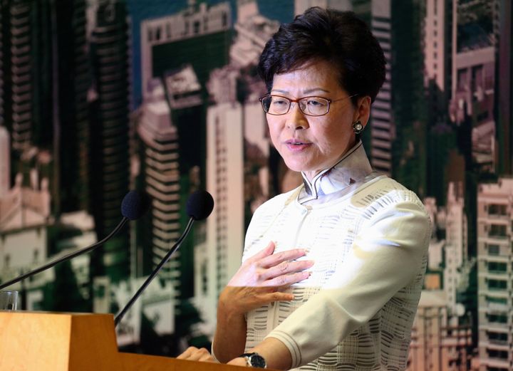 香港政府トップの林鄭月娥・行政長官（2019年6月15日撮影）