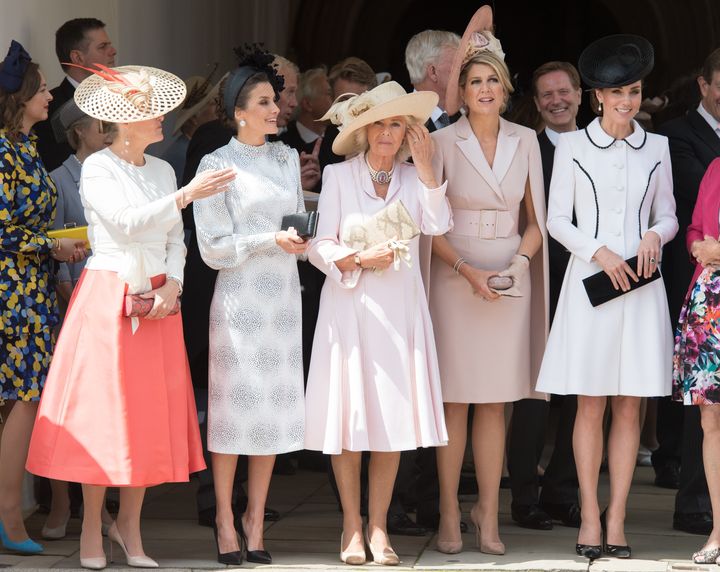 De gauche à droite : Sophie de Wessex, Letizia d'Espagne, Camilla, Maxima des Pays-Bas et Kate Middleton