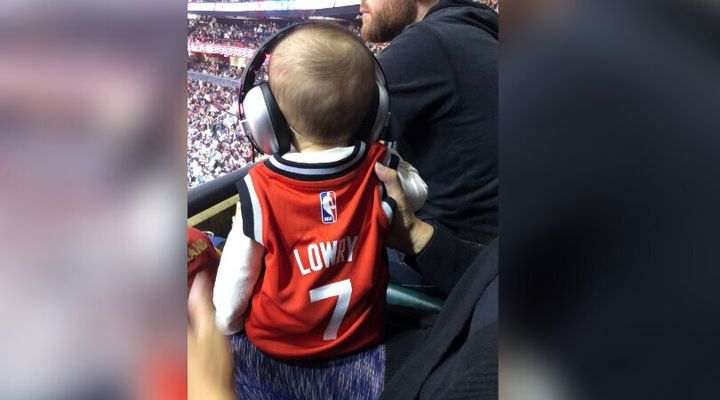 6 month-old Harper Yeats in her new Kyle Lowry jersey