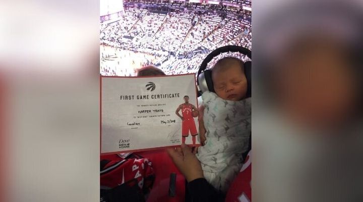 Harper Yeats at her first Raptors game.