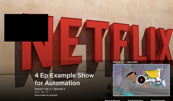 "4 Ep Example Show for Automation" on Netflix.