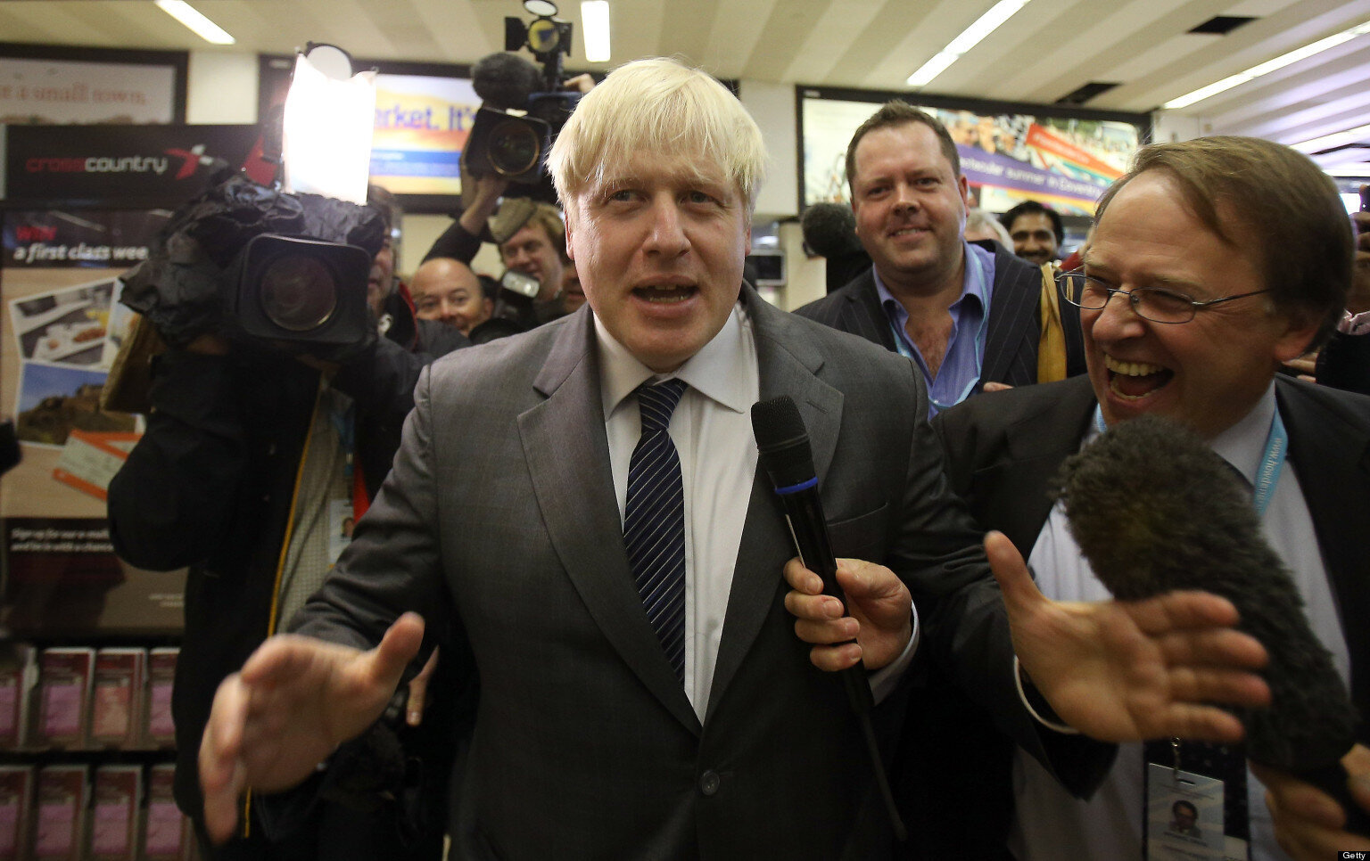 Boris Johnson: Celebrity Mayor Greeted By Media Mob In Birmingham For ...