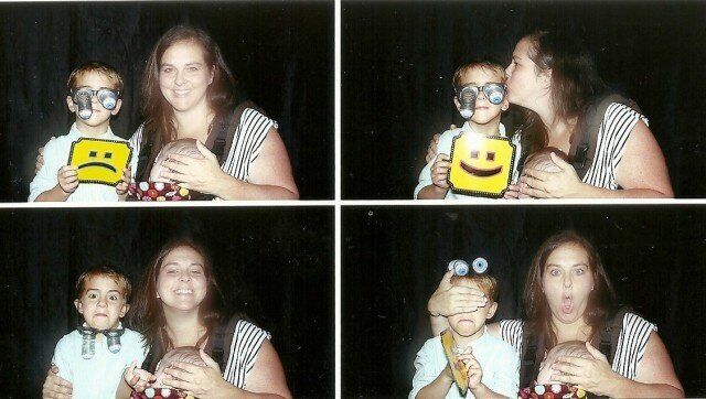 Allison Tate with her son in the photobooth