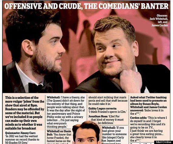 Big Fat Quiz Of 2012 Controversy Daily Mail Faces Twitter Backlash For Manufacturing Outrage Over New Year S Eve Comedy Show Huffpost Uk