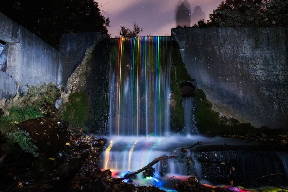 Long-Exposure Neon Waterfalls: Photo Series Captures Striking Patterns Of Illumination