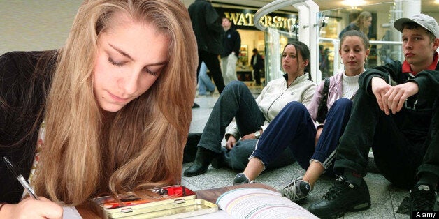 A queue of youths is seen outside the Job Centre in Charing Cross, London, to raise awareness of the million young people out of work in the UK.