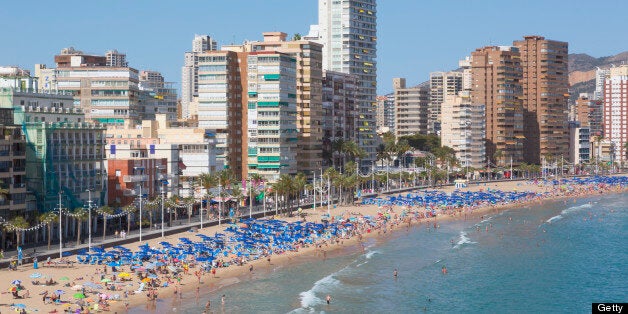 Benidorm, Alicante Province, Costa Blanca, Spain. Levante beach.