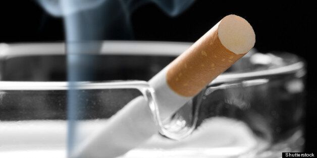 closeup of cigarette on ashtray