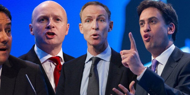 Labour leader Ed Miliband speaks during the first day of Labour's annual party conference in Brighton.