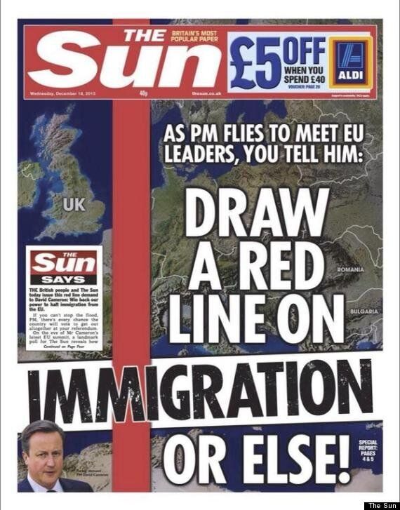 Image result for the sun newspaper cover immigration