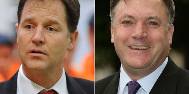 Embargoed to 1500 Wednesday December 25Undated file photos of Nick Clegg and Ed Balls (right). Clegg has said shadow chancellor Balls is the only politician with whom he has a personal feud.