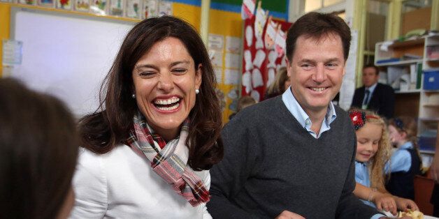 Liberal Democrat leader Nick Clegg and his wife Miriam Gonzales Durantez take a break from his party annual conference Glasgow to visit Lairdsland Primary School in Kirkintilloch.