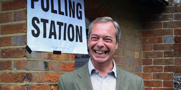 UKIP Leader Nigel Farage being interviewed by the Press Association in Belfast during a one day visit to the province where he also met his party's candidates in upcoming local election.