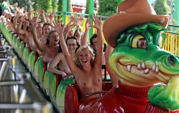 Naked Rollercoaster Riders Raise Money For Cancer Whilst