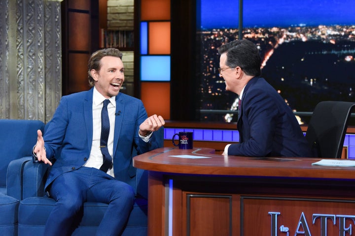 "The Late Show with Stephen Colbert" and guest Dax Shepard during Monday's June 17 show.