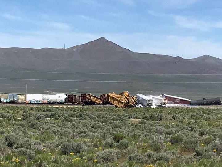 A cargo train containing explosives and military weapons derailed in northeast Nevada on Wednesday morning.