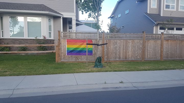 One of at least 15 rainbow flags in Aldergrove.