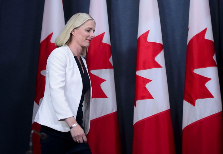 Environment Minister Catherine McKenna arrives to a media availability in Ottawa regarding the government's decision on the Trans Mountain expansion project on June 18, 2019.