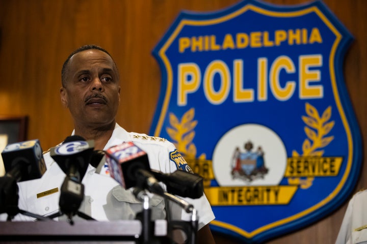 Philadelphia Police Commissioner Richard Ross speaks with members of the media during a news conference in Philadelphia on Wednesday.