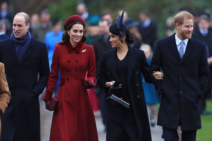 The royals arrive at Church of St. Mary Magdalene on the Sandringham estate for the Christmas Day service in 2018. 