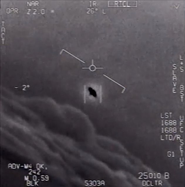 An encounter between a Navy F/A-18 Super Hornet and an unknown object is pictured after its video was released by the Defense Department's Advanced Aerospace Threat Identification Program in 2017.