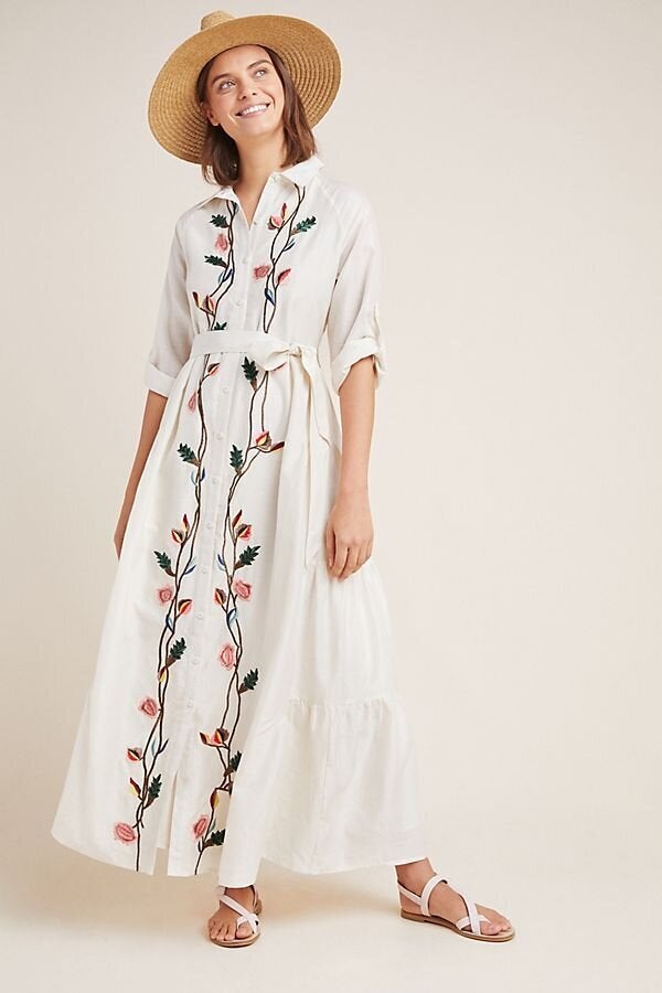 anthropologie cream dress