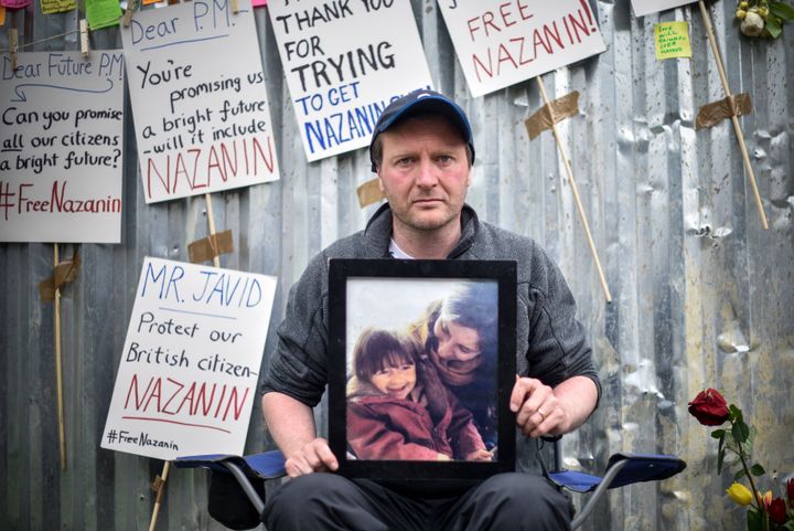 Richard Ratcliffe outside the Iranian embassy 