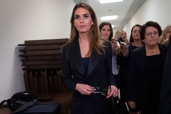Former White House communications director Hope Hicks departs after a closed-door interview with the House Judiciary Committee on Capitol Hill in Washington, Wednesday, June 19, 2019.