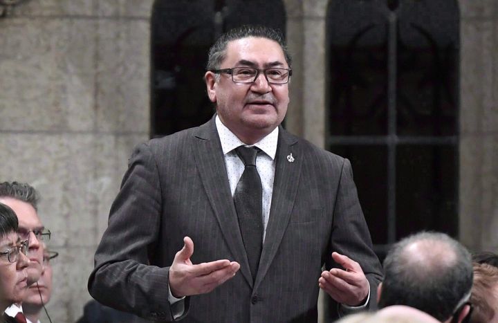 NDP MP Romeo Saganash speaks following Prime Minister Justin Trudeau's speech on the recognition and implementation of Indigenous rights in in the House of Commons in Ottawa on Feb. 14, 2018.
