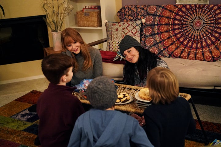 Nicole Kidman and Shailene Woodley with Iain Armitage and Nicholas and Cameron Crovetti.