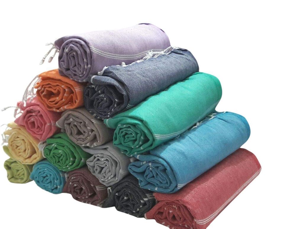 HamamTamam Turkish Towel Cotton Fringed Oversized Bath Beach Peshtemal 37" 70"