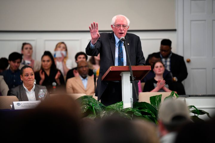 Sen. Bernie Sanders (I-Vt.) takes questions at a town hall in South Carolina. The Progressive Change Institute has tallied nearly 2,700 questions that candidates have received from voters.
