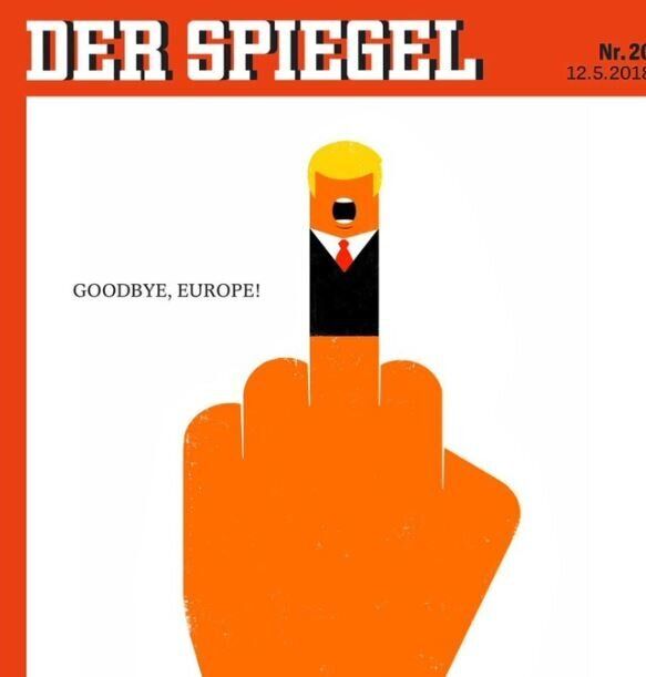 Οι ΗΠΑ απομακρυσμένες από την Ευρώπη λόγω των τακτικών του Τραμπ, σε ένα από τα επίμαχα εξώφυλλα του γερμανικού περιοδικού Spiegel για το 2018. 