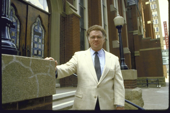 An archival photo shows Paige Patterson at First Baptist Church in Dallas.