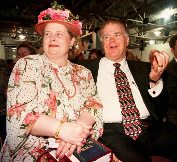 Paige Patterson and his wife, Dorothy, take part in a meeting after he was elected as Southern Baptist Convention president on Tuesday, June 9, 1998, in Salt Lake City. 