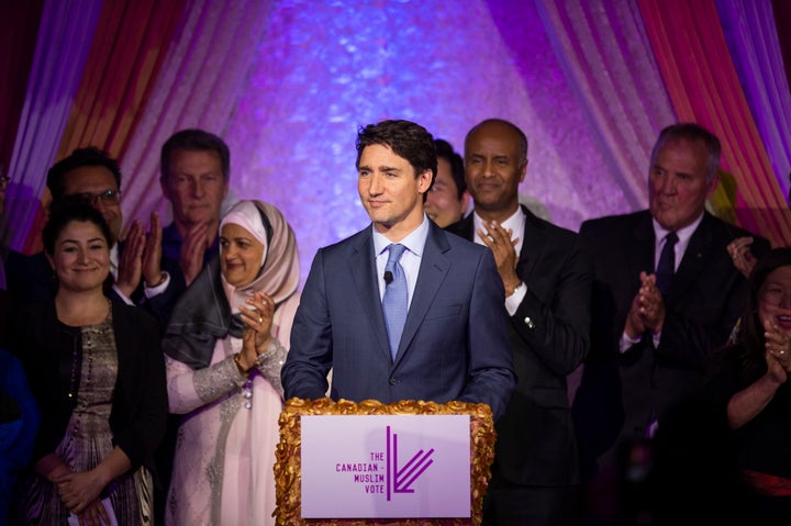 Prime Minister Justin Trudeau speaking at the Eid Dinner hosted by The Canadian-Muslim Vote in Toronto, on June 21, 2019. 