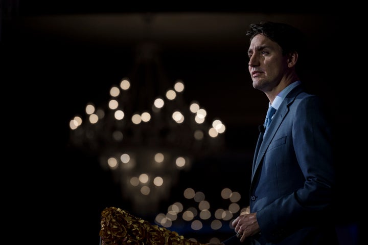 Prime Minister Justin Trudeau is joined by members of the Liberal caucus at the Canadian Muslim Vote's Eid Dinner, in Toronto, on June 21, 2019. 