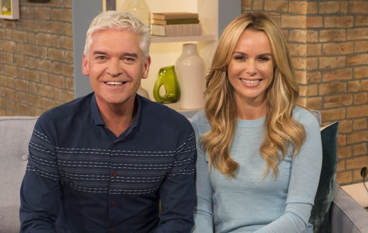 Phillip Schofield and Amanda Holden on This Morning in 2014