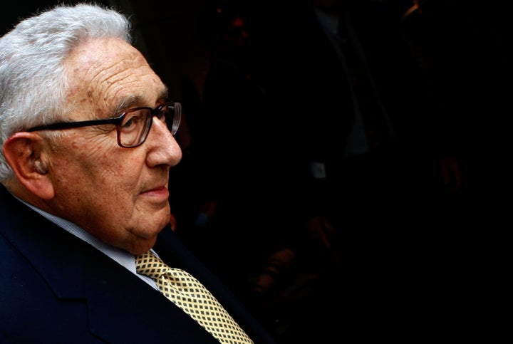 Former Secretary of State Henry Kissinger arrives at the Woodrow Wilson Center's inauguration of the Kissinger Institute on China and the U.S. on July 29, 2008, in Washington, D.C.