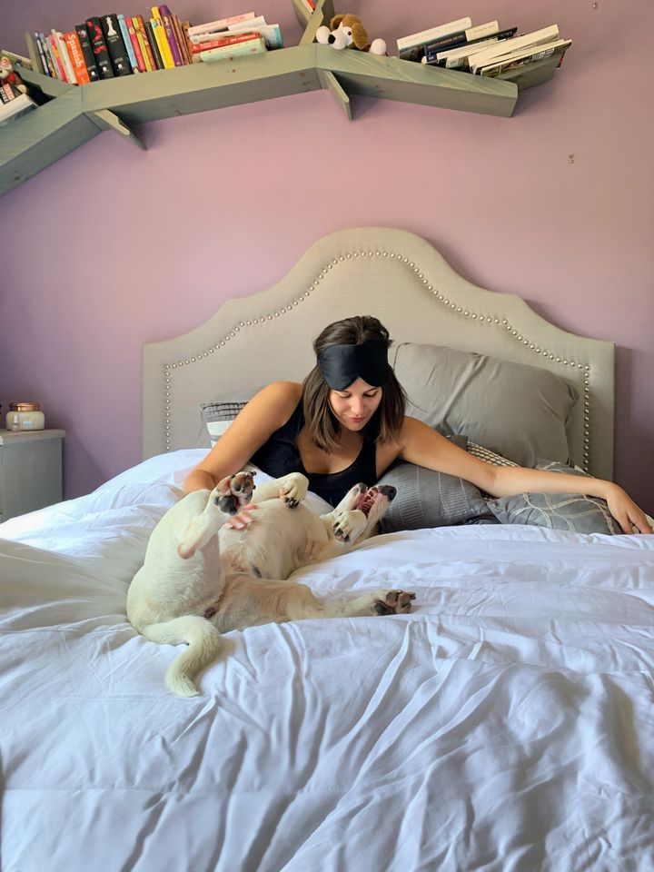 Are Buffy comforters worth the hype? Writer Danielle Gonzalez's dog April certainly thinks so.