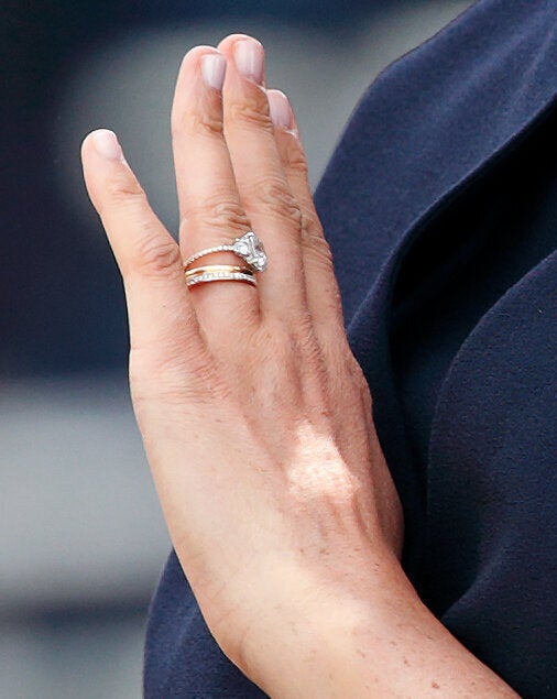 A look at Meghan's ring detail at Trooping the Colour. 